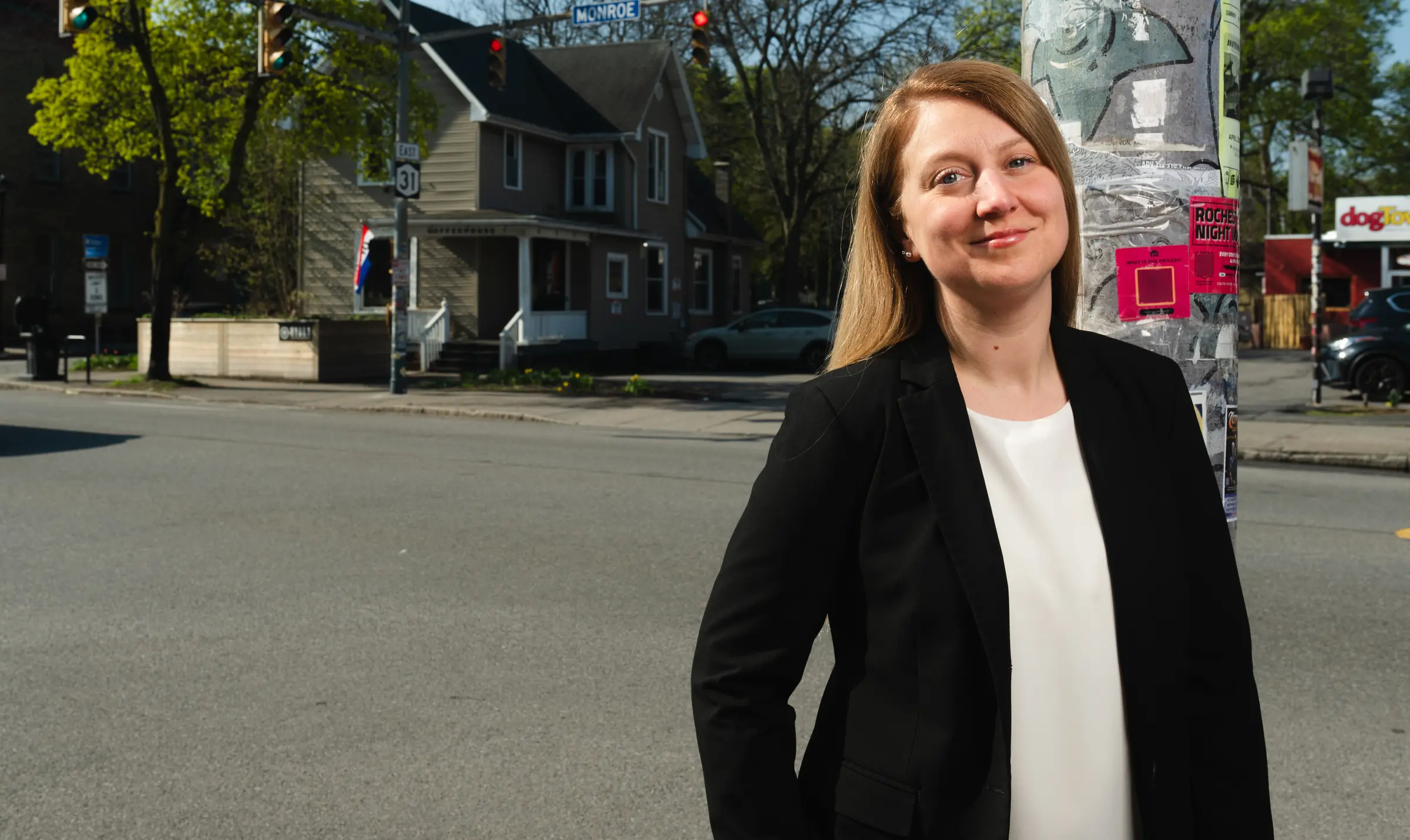 Alissa Brennan on Monroe Avenue at Oxford Street in Rochester